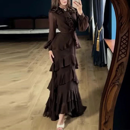 Tiered Ruffle Chiffon Maxi Dress — Evening