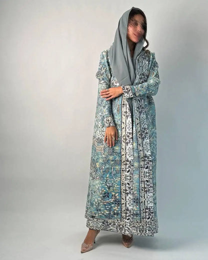 Vintage Print Cardigan Abaya — Luxury