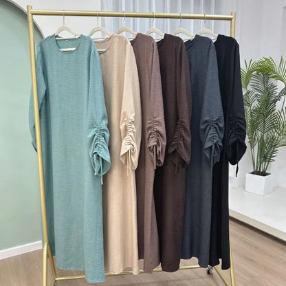 Lace-Up Cuff Plain Abaya