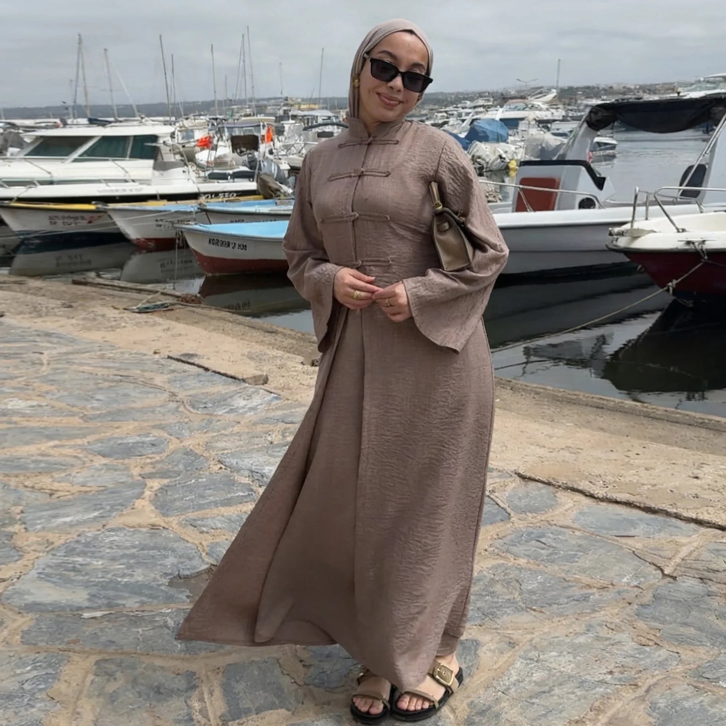 Two-Piece Cardigan Abaya Set — Plain