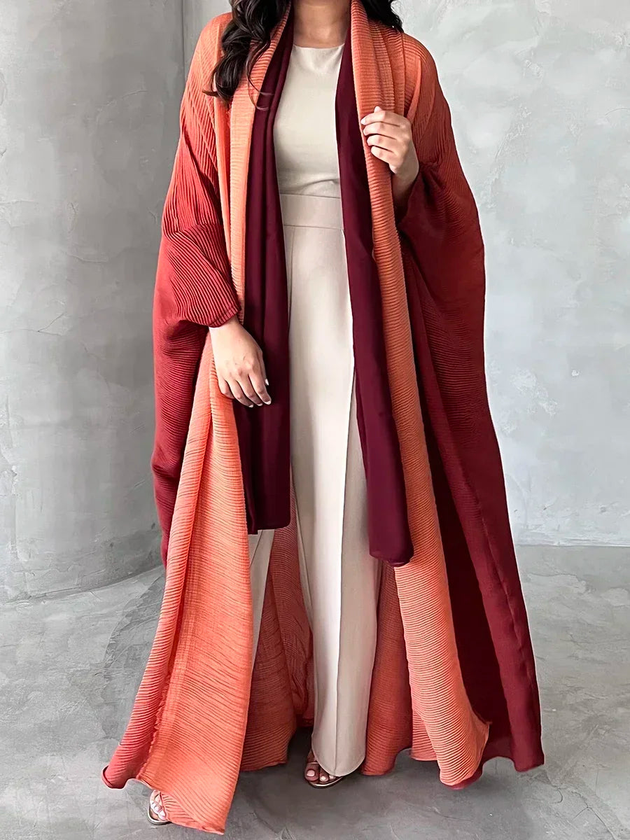 Bat Sleeve Gradient Abaya — Open Front
