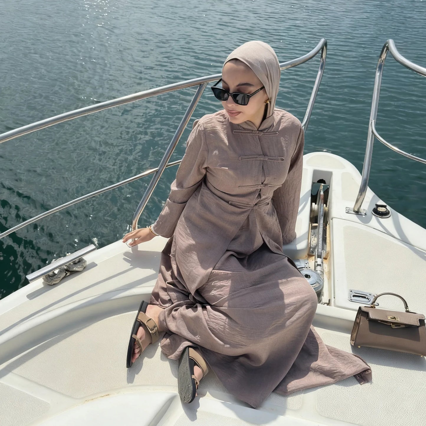 Two-Piece Cardigan Abaya Set — Plain