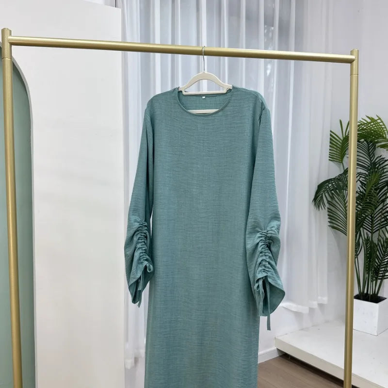 Lace-Up Cuff Plain Abaya