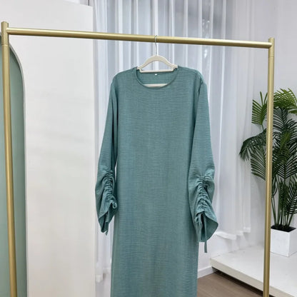 Lace-Up Cuff Plain Abaya
