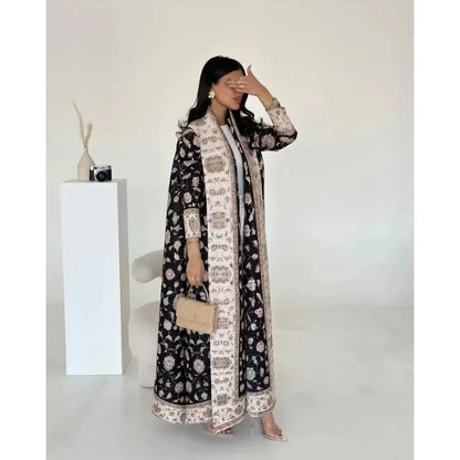 Vintage Print Cardigan Abaya — Luxury