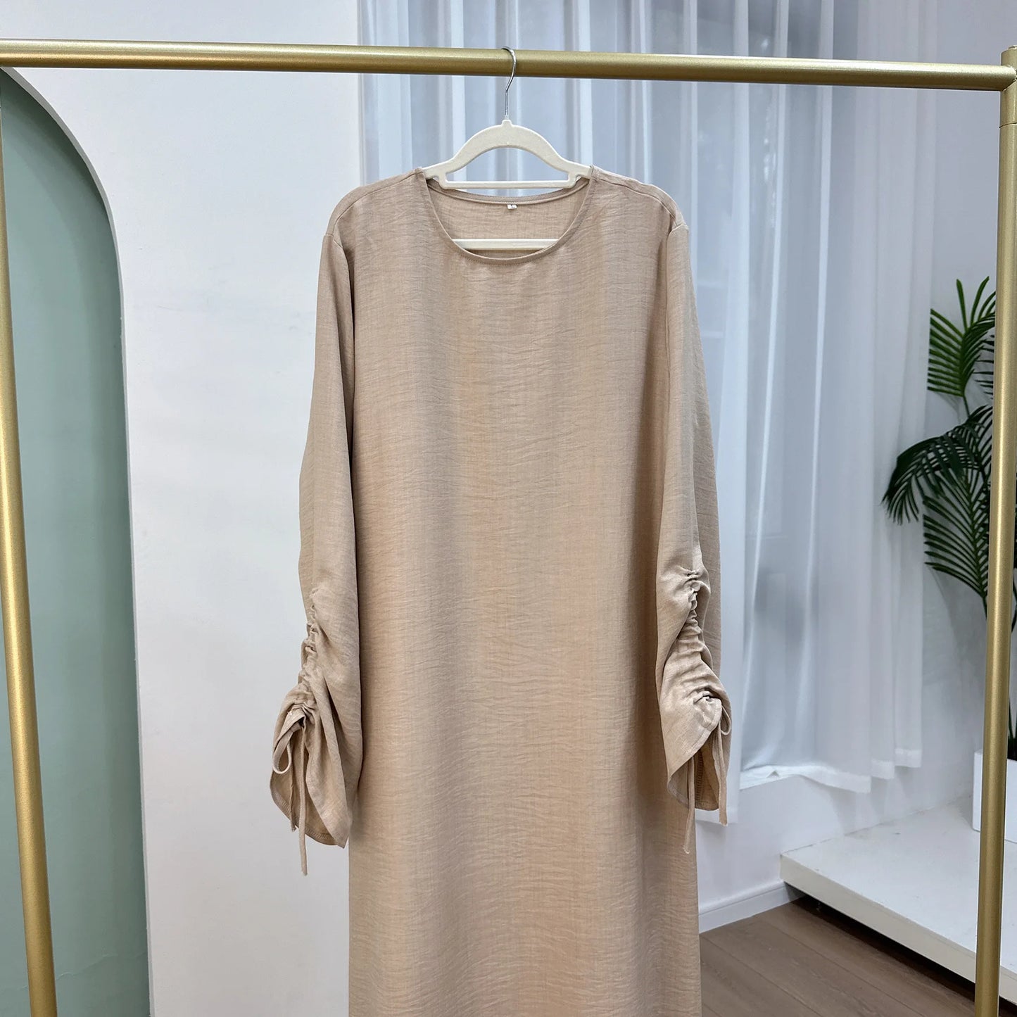 Lace-Up Cuff Plain Abaya