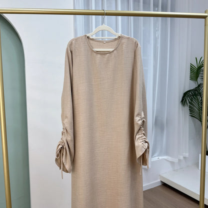 Lace-Up Cuff Plain Abaya