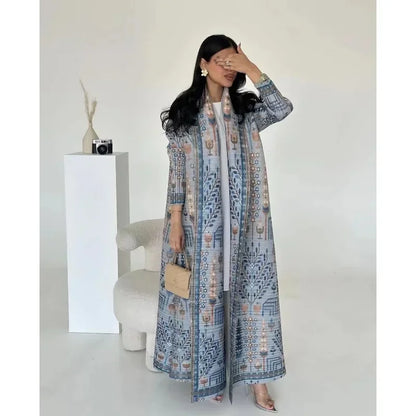 Vintage Print Cardigan Abaya — Luxury