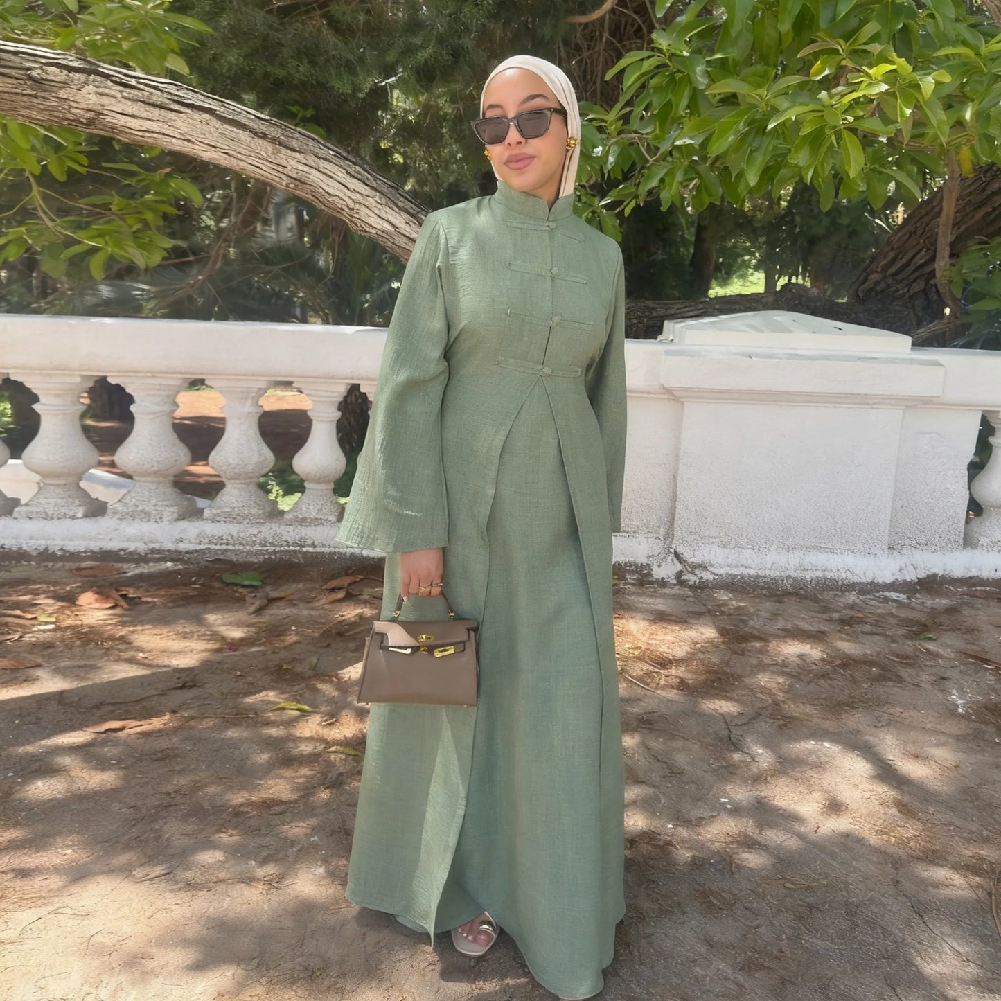 Two-Piece Cardigan Abaya Set — Plain