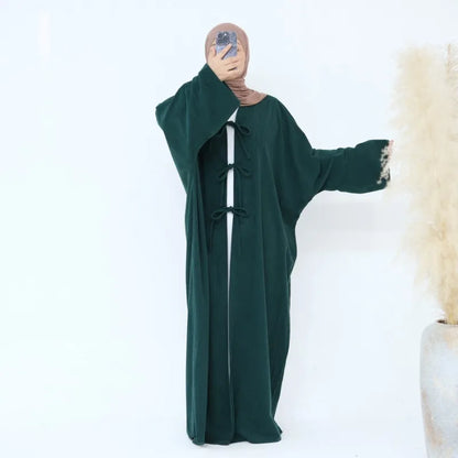 Corduroy Open-Front Abaya — Winter