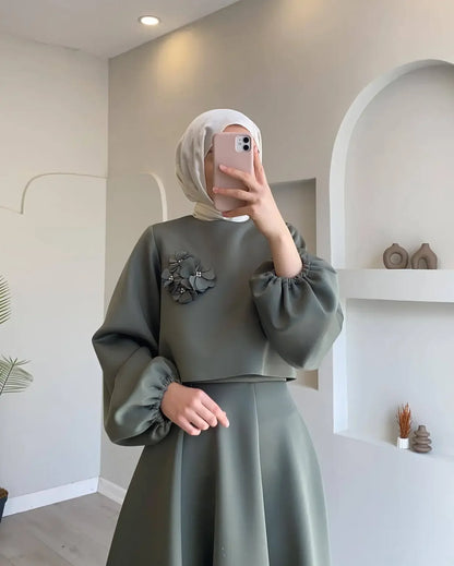 Lantern Sleeve Top & Skirt Set — Eid