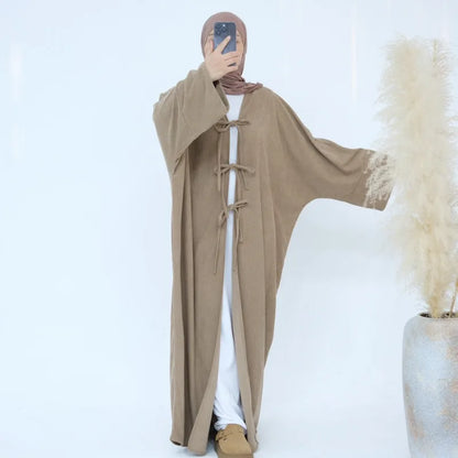 Corduroy Open-Front Abaya — Winter