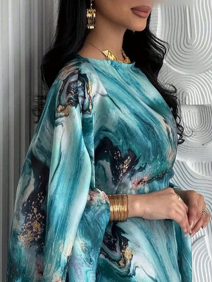 Printed Pullover Abaya — Evening