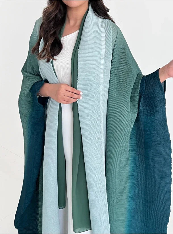 Bat Sleeve Gradient Abaya — Open Front