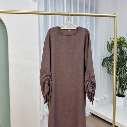 Lace-Up Cuff Plain Abaya