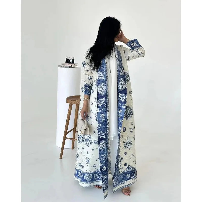 Vintage Print Cardigan Abaya — Luxury