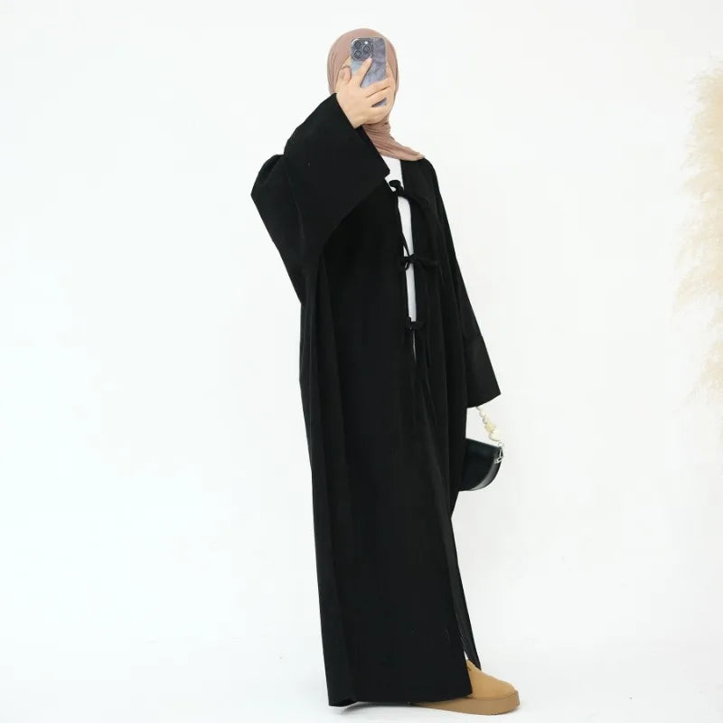 Corduroy Open-Front Abaya — Winter