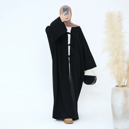 Corduroy Open-Front Abaya — Winter