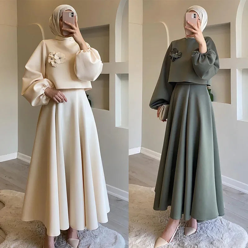 Lantern Sleeve Top & Skirt Set — Eid