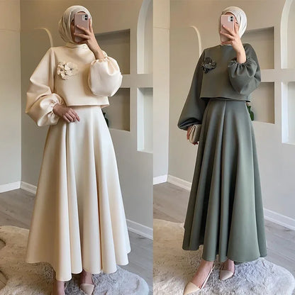 Lantern Sleeve Top & Skirt Set — Eid