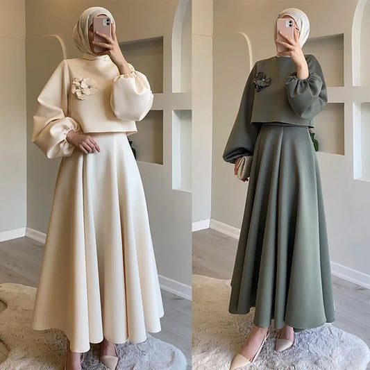 Lantern Sleeve Top & Skirt Set — Eid
