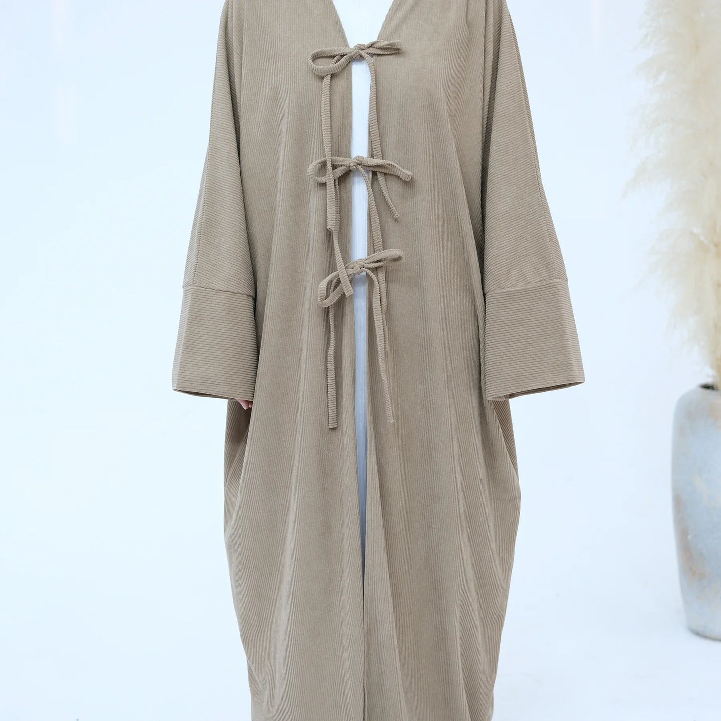 Corduroy Open-Front Abaya — Winter