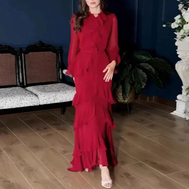 Tiered Ruffle Chiffon Maxi Dress — Evening