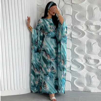 Printed Pullover Abaya — Evening