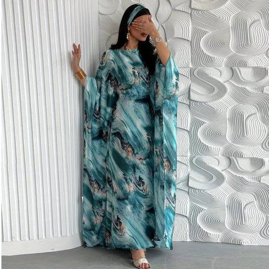Printed Pullover Abaya — Evening