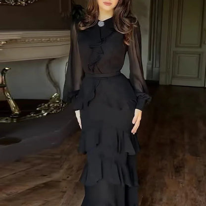 Tiered Ruffle Chiffon Maxi Dress — Evening