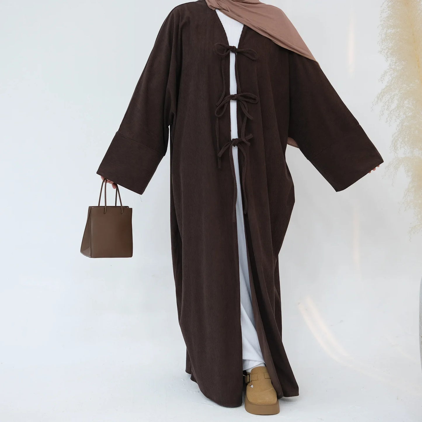 Corduroy Open-Front Abaya — Winter