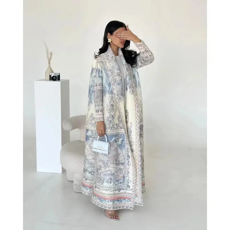 Vintage Print Cardigan Abaya — Luxury