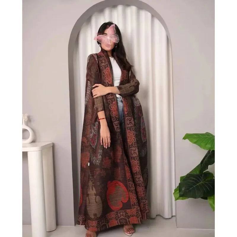 Vintage Print Cardigan Abaya — Luxury