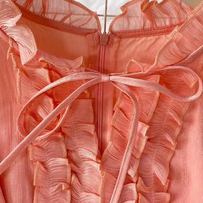 Ruffle Puff Sleeve Mermaid Dress — Evening