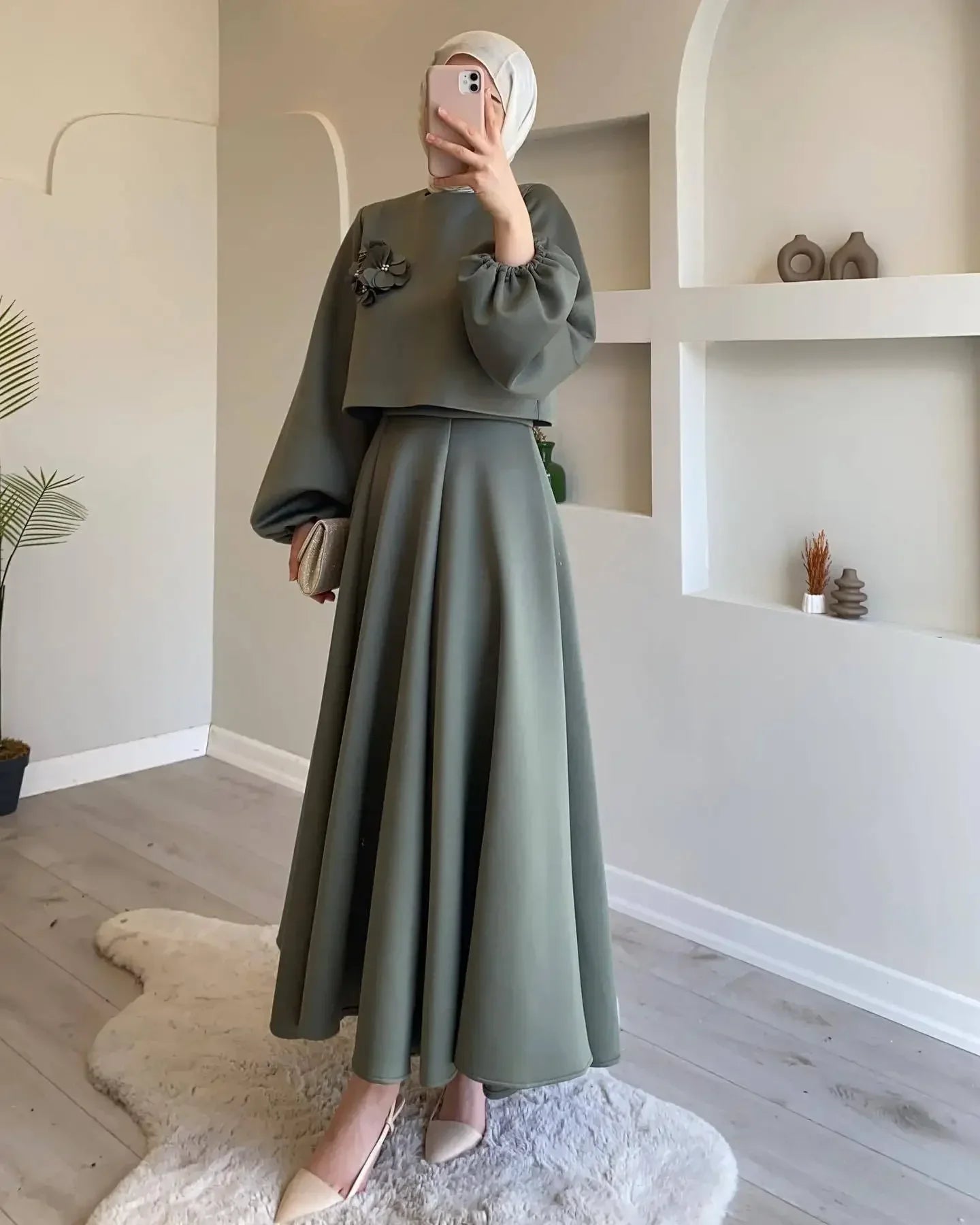 Lantern Sleeve Top & Skirt Set — Eid