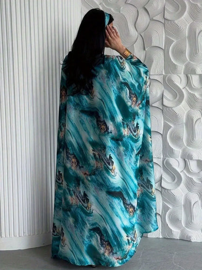 Printed Pullover Abaya — Evening