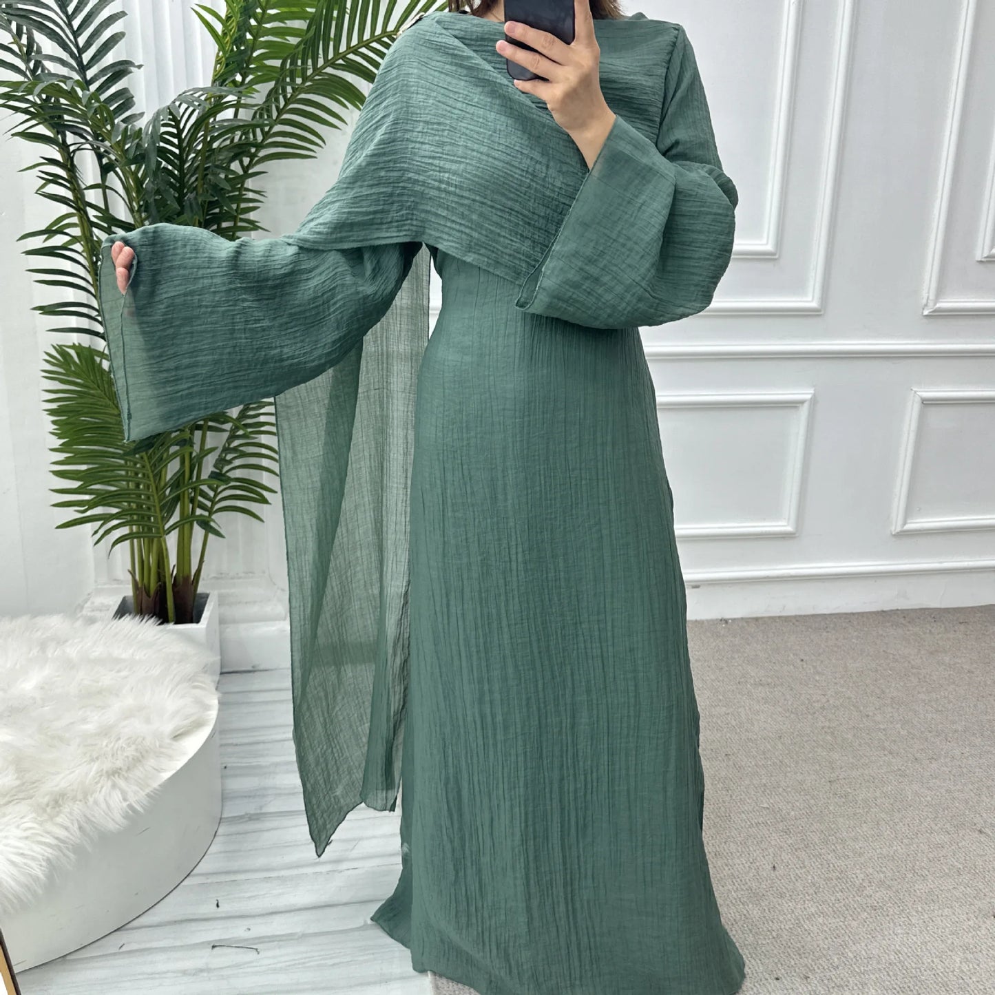 Two-Piece Solid Abaya Set — Ramadan