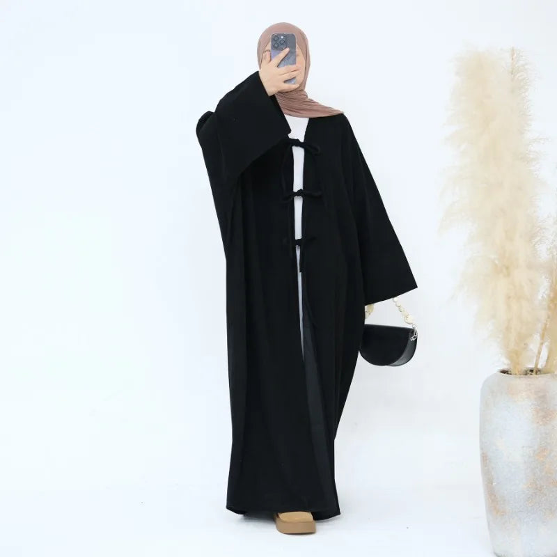 Corduroy Open-Front Abaya — Winter