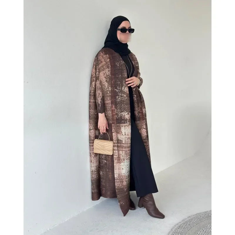 Vintage Print Cardigan Abaya — Luxury