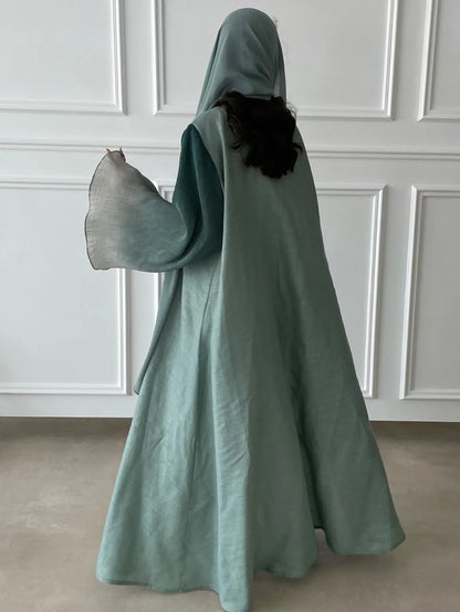 Open-Front Flare Sleeve Abaya — Casual