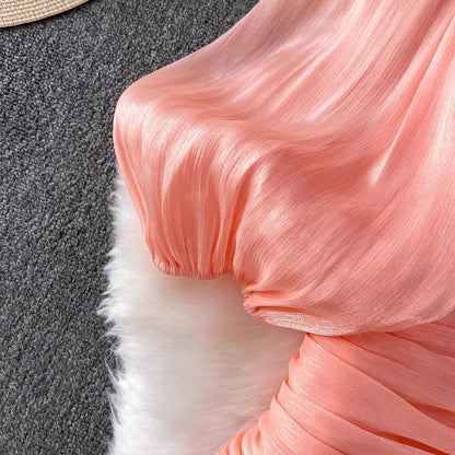 Ruffle Puff Sleeve Mermaid Dress — Evening