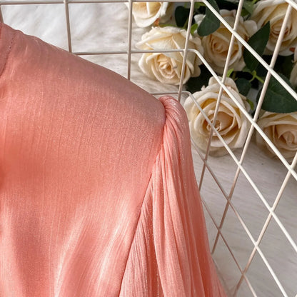 Ruffle Puff Sleeve Mermaid Dress — Evening