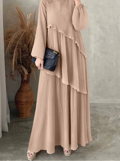 Pleated Lantern Sleeve Abaya — Autumn/Winter