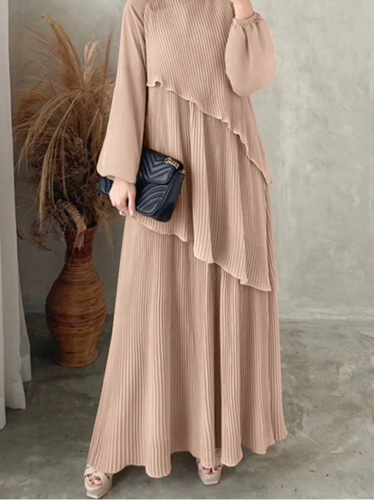 Pleated Lantern Sleeve Abaya — Autumn/Winter