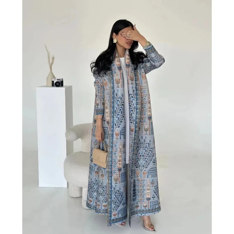 Vintage Print Cardigan Abaya — Luxury