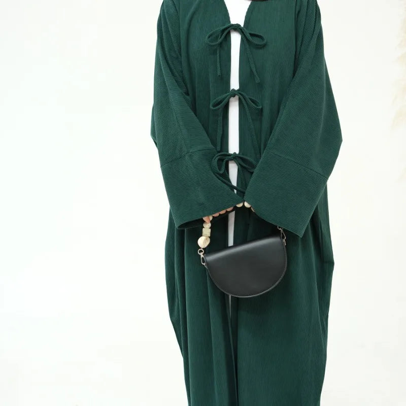 Corduroy Open-Front Abaya — Winter