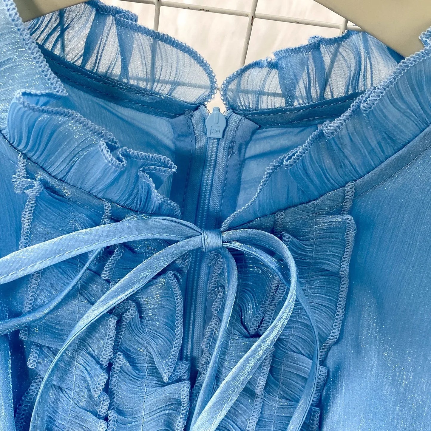 Ruffle Puff Sleeve Mermaid Dress — Evening