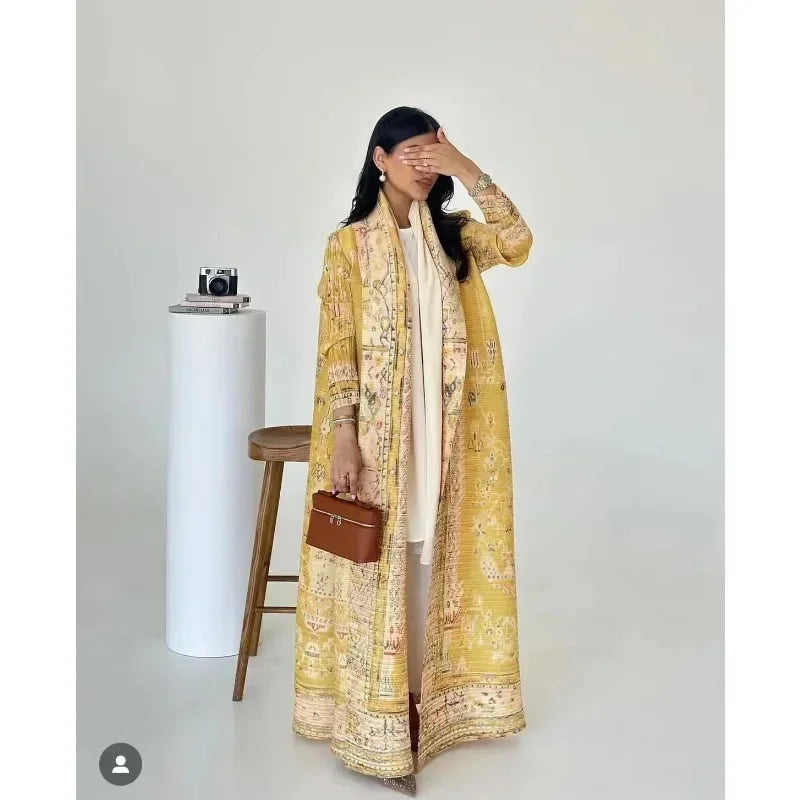 Vintage Print Cardigan Abaya — Luxury
