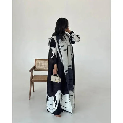 Vintage Print Cardigan Abaya — Luxury