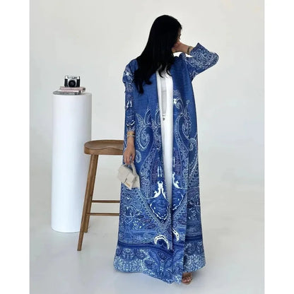 Vintage Print Cardigan Abaya — Luxury